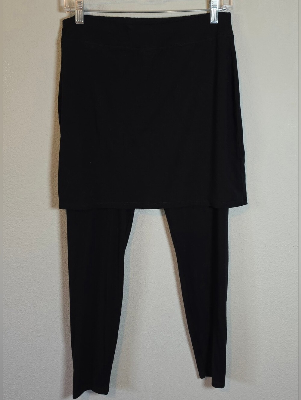 Eileen Fisher Skirted Leggings M Black Pull On Layered Lagenlook Quiet Luxury - Picture 3 of 5